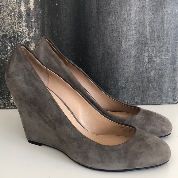 grey suede wedge shoes